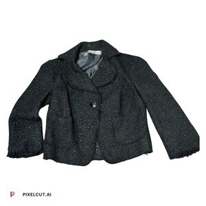 Zara tweed fringe blazer black small